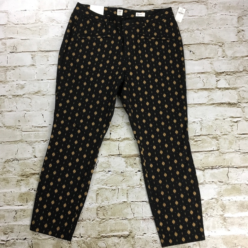 Gap black gold geometric print curvy skinny pants